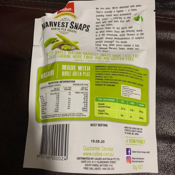 photo of Calbee Harvest Snaps Wasabi Flavour shared by @tangoujun on  23 Apr 2020 - review