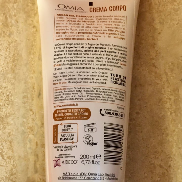 photo of Omia Crema corpo argan del Marocco shared by @valeriadess on  28 Jul 2022 - review