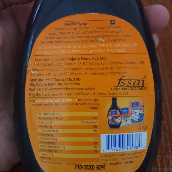 photo of American Garden Maple Syrup shared by @aatmankothari on  06 Apr 2021 - review