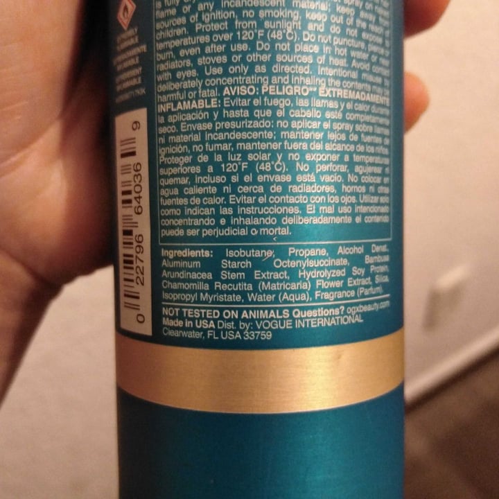 photo of OGX Beauty Dry shampoo OGX Not Tested On Animals shared by @paolasnx on  08 Apr 2020 - review