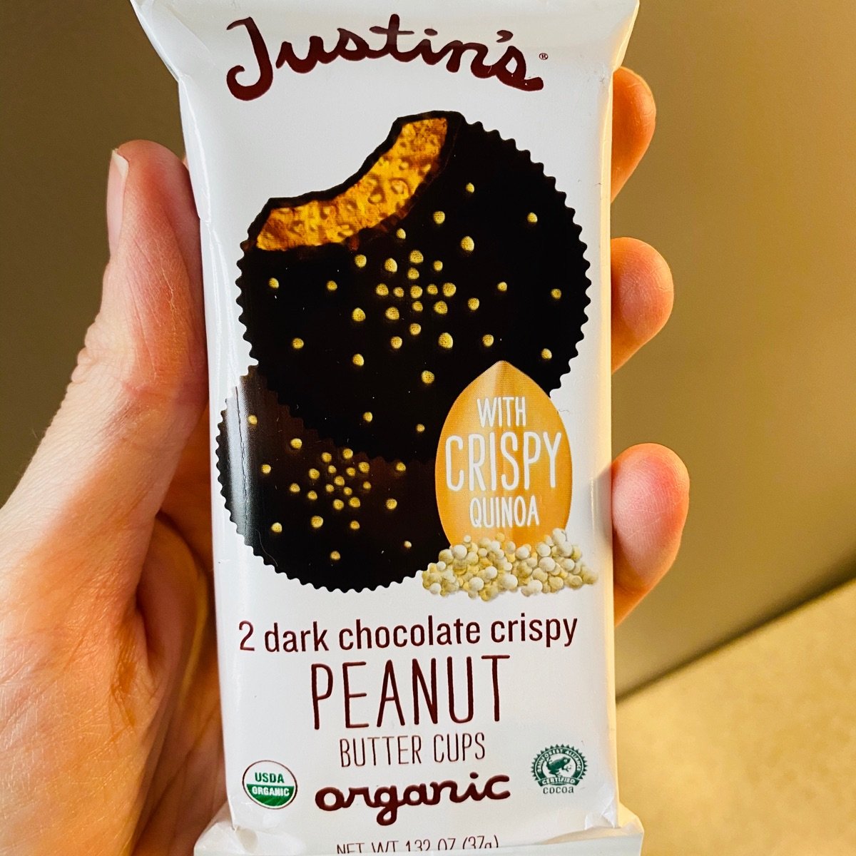Justins Peanut Butter Cups, Organic, Dark Chocolate, Crispy