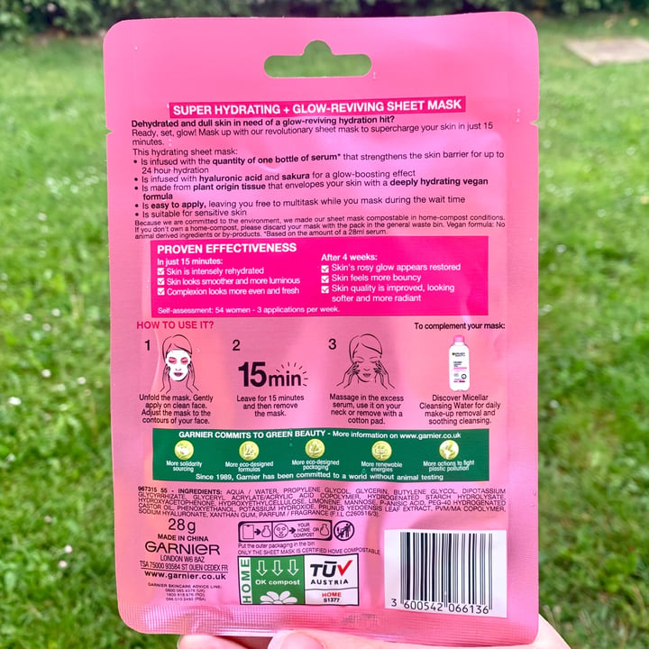 photo of Garnier Moisture bomb super hydrating sheet mask shared by @ariiianna on  12 Jun 2022 - review