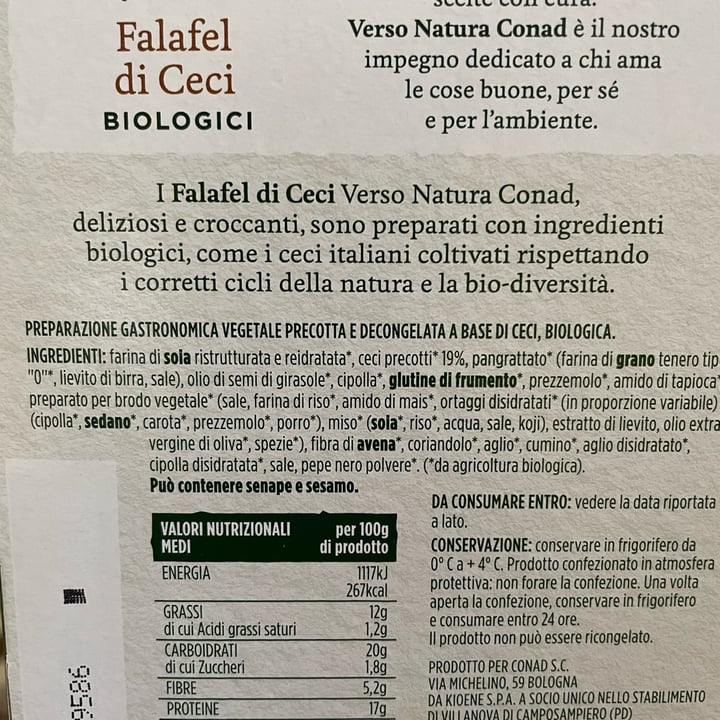 photo of Verso Natura Conad Veg Falafel Di Ceci shared by @aocchiodablanche on  05 Jul 2022 - review