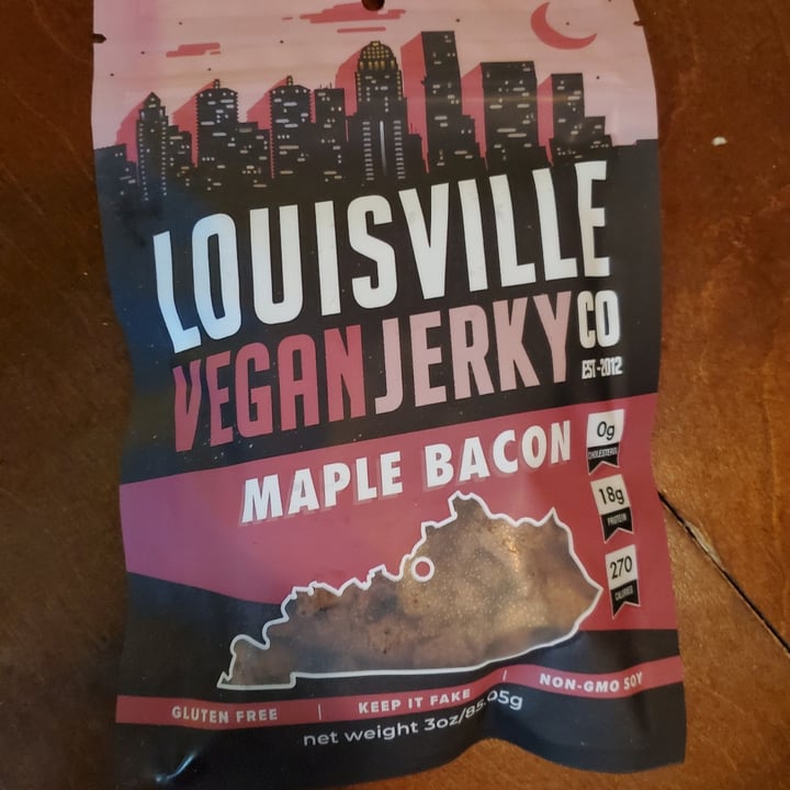 photo of  Louisville Vegan Jerky Co. Maple bacon vegan jerky shared by @emilypaulsen on  01 Jan 2021 - review