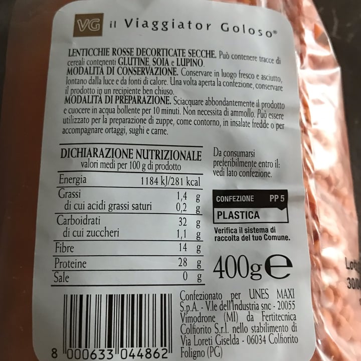 review photo of Il Viaggiator Goloso Lenticchie rosse decorticate shared by @zamina81 on 17 Oct 2022 - review