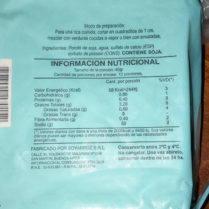 review photo of Soyarroz Tofu Tradicional shared by @sofiamilla on 28 Aug 2022 - review