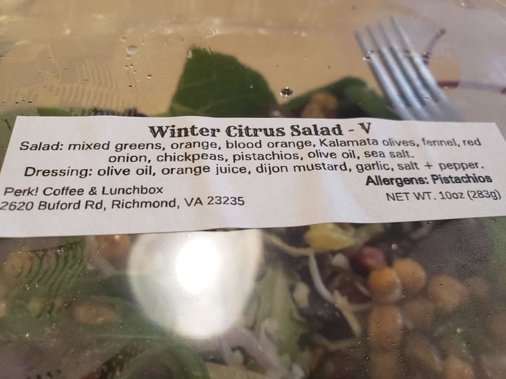 review photo of Perk! Coffee & Lunchbox Winter citrus salad shared by @jreyes on 17 Feb 2020 - review