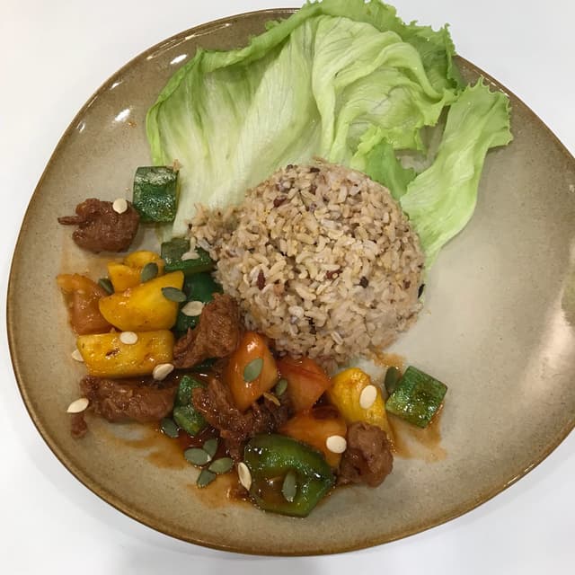Photo of the dish “Sweet and sour soy cube with multigrain rice”