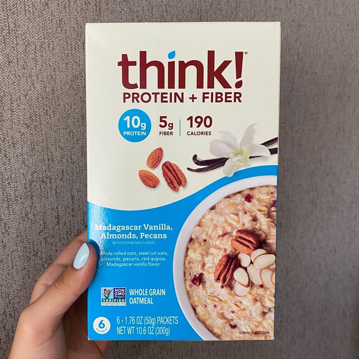 review photo of think! Instant Oatmeal- Protein + Fiber (Madagascar Vanilla) shared by @alejaduquev on 21 Jul 2021 - review