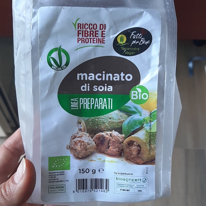 review photo of Fatti per bene terranostra vegan Macinato di soia shared by @zetasimo83 on 27 Sep 2022 - review