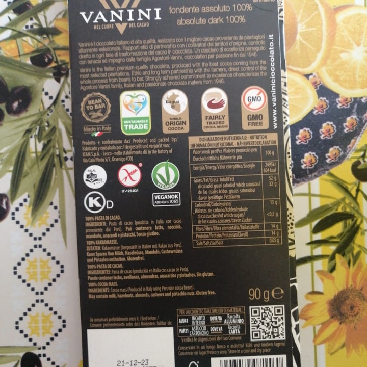 review photo of Vanini Cioccolato fondente 100% shared by @valentjnaas on 13 Oct 2022 - review
