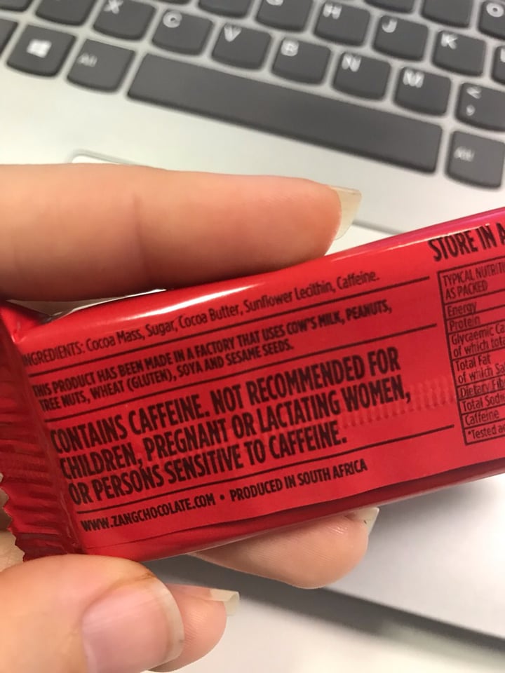 review photo of Zang Dark Caffeinated Chocolate shared by @claudialudwig on 08 Aug 2019 - review