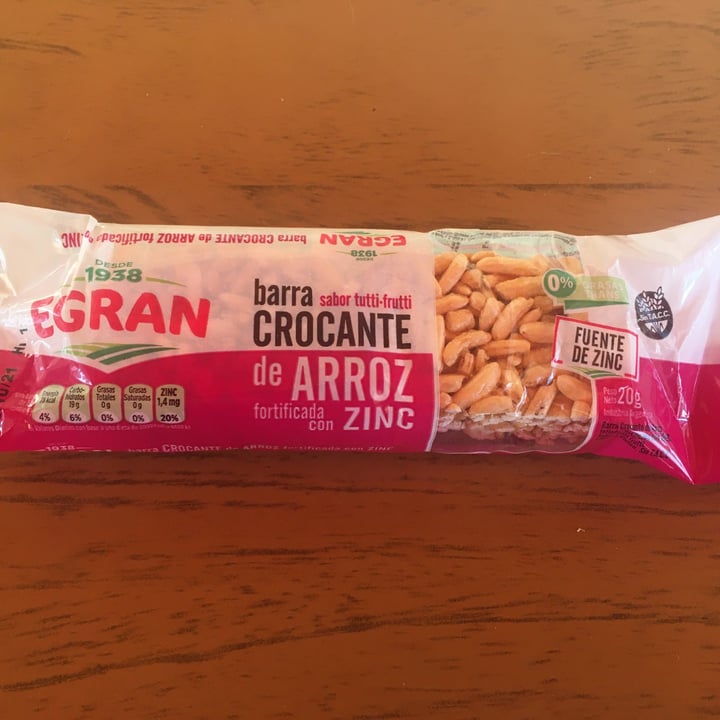 photo of Egran Barra Crocante De Arroz Sabor Tutti-frutti shared by @mairacarrizo on  30 Jul 2021 - review
