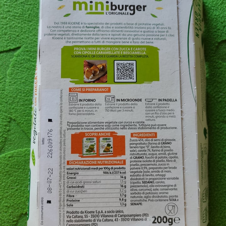 photo of Kioene mini burger carota e zucca shared by @aleliber on  18 Jun 2022 - review