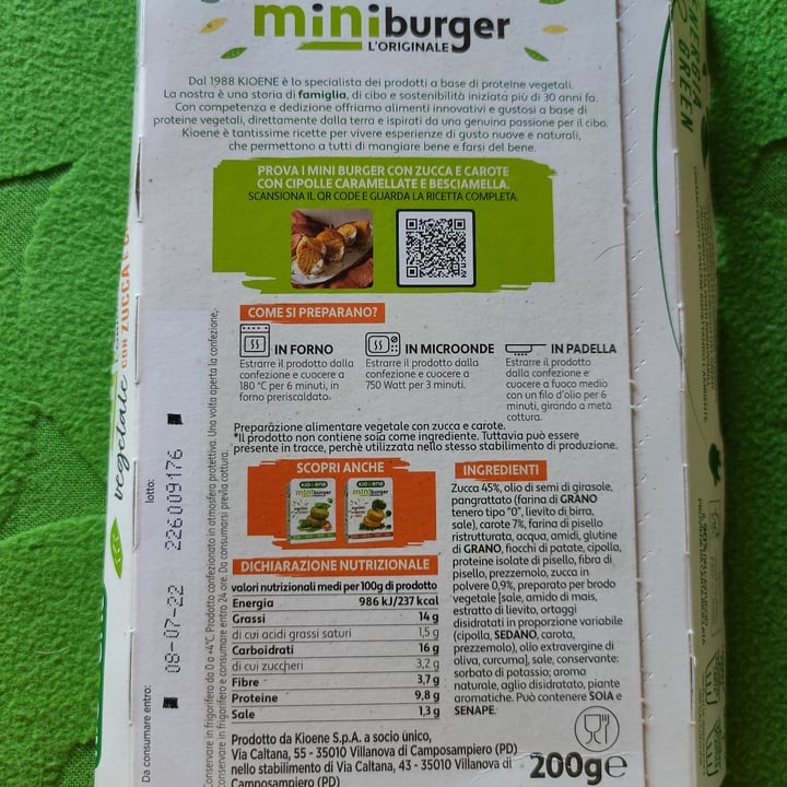 review photo of Kioene mini burger carota e zucca shared by @aleliber on 18 Jun 2022 - review