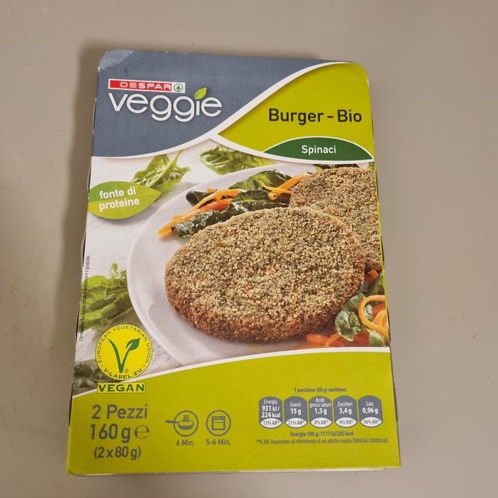 photo of Despar Veggie Burger Bio - Spinaci shared by @allybu on  20 Nov 2022 - review