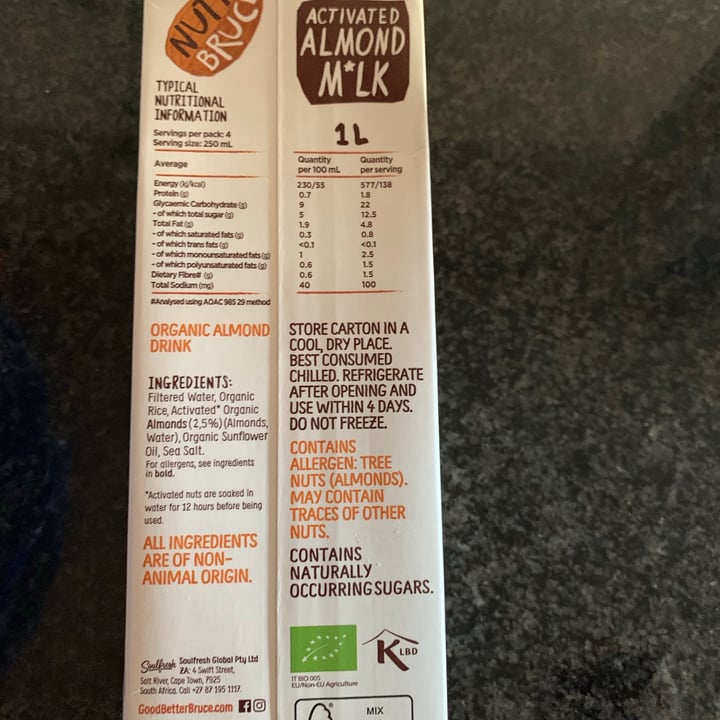 photo of Nutty Bruce Organic unsweetened activated almond milk shared by @niroshap on  15 Mar 2021 - review