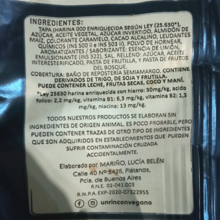 photo of Un Rincón Vegano Alfajor de Frutos del Bosque shared by @mikamaiden on  04 Apr 2021 - review