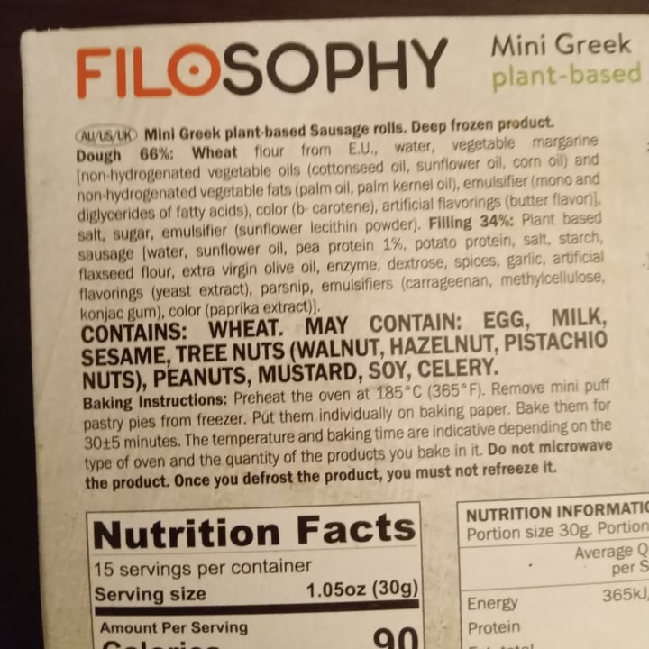 photo of Filosophy Mini Greek plant-based Sausage rolls shared by @alice50 on  25 Jan 2022 - review