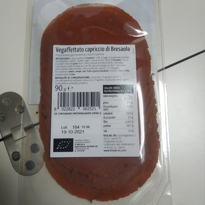 review photo of Biolab Vegaffettato Capriccio Di Bresaola shared by @cecib on 18 Aug 2021 - review