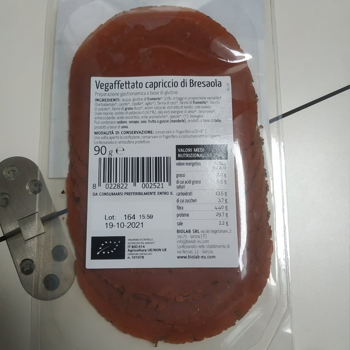 photo of Biolab Vegaffettato Capriccio Di Bresaola shared by @cecib on  18 Aug 2021 - review