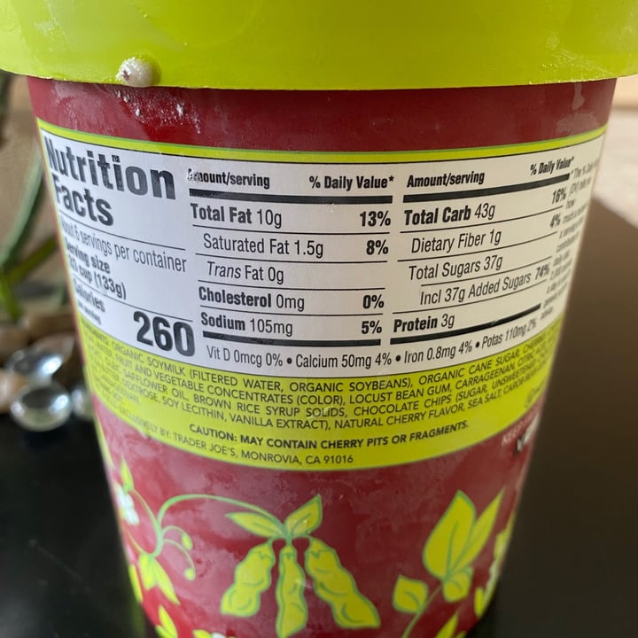 photo of Trader Joe's Soy Creamy - Cherry Chocolate Chip shared by @vegpaige on  27 Jul 2020 - review