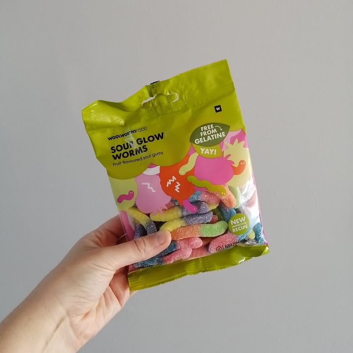 photo of Woolworths Food Sour glow worms shared by @victoriagray on  14 Aug 2021 - review