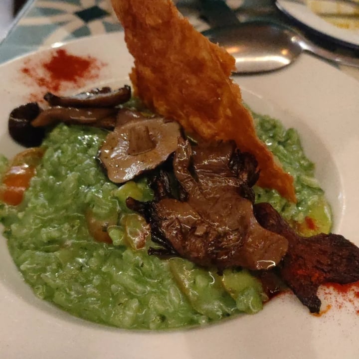 review photo of VEGA Risotto Verde Con Setas Y Crujiente De Parmesano shared by @marmotavegancone on 25 Feb 2022 - review