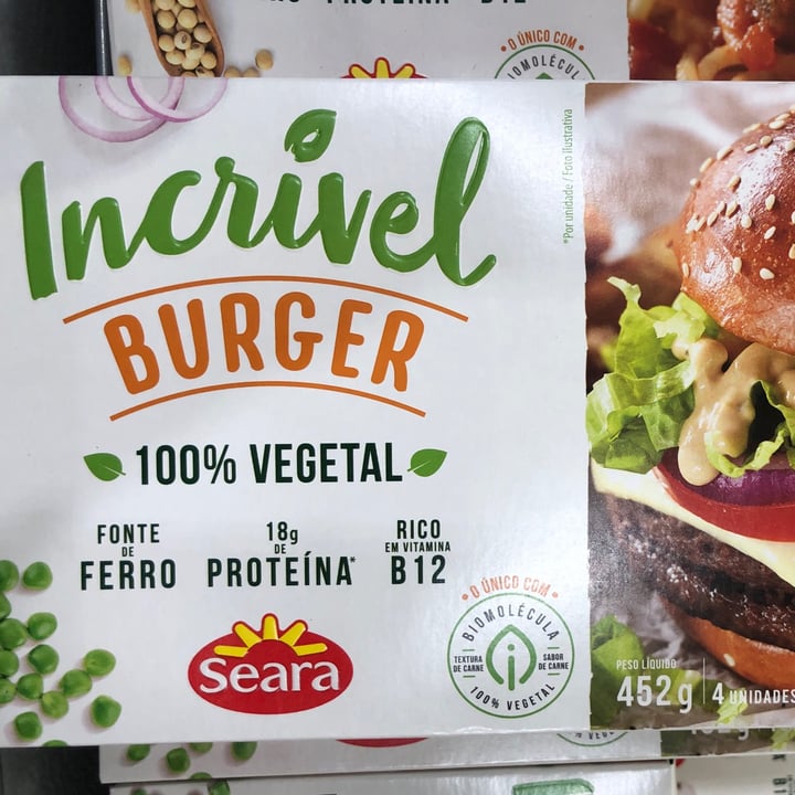 photo of Seara Incrível burger 100% Vegetal shared by @vivianjodar on  22 Jul 2021 - review