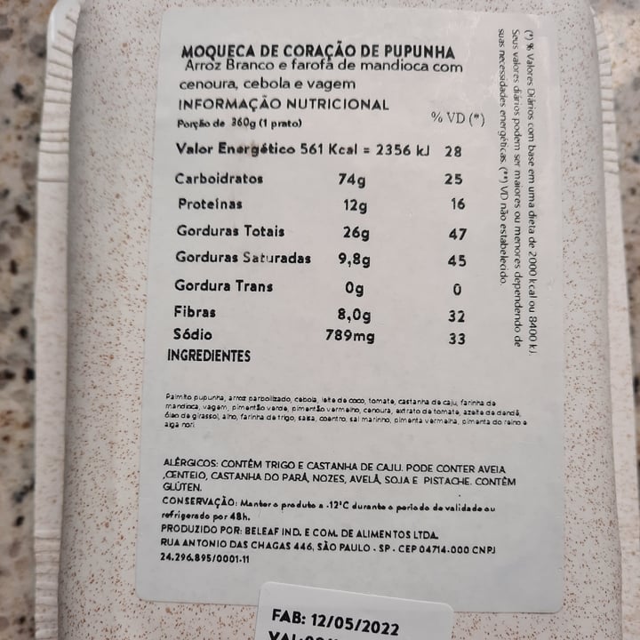 photo of Beleaf Moqueca de coração de pupunha shared by @vpereira on  12 Jul 2022 - review