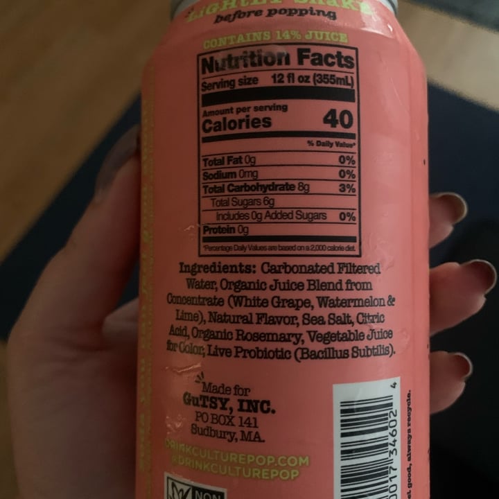 review photo of Culture Pop Soda Culture Pop Soda Watermelon Lime & Rosemary shared by @ellieangel on 12 Aug 2022 - review