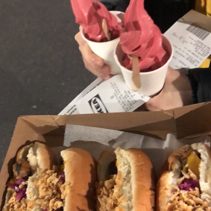 photo of IKEA Richmond Veggie hot dog and vegan frozen dessert shared by @vegansaur on  11 Jan 2021 - review