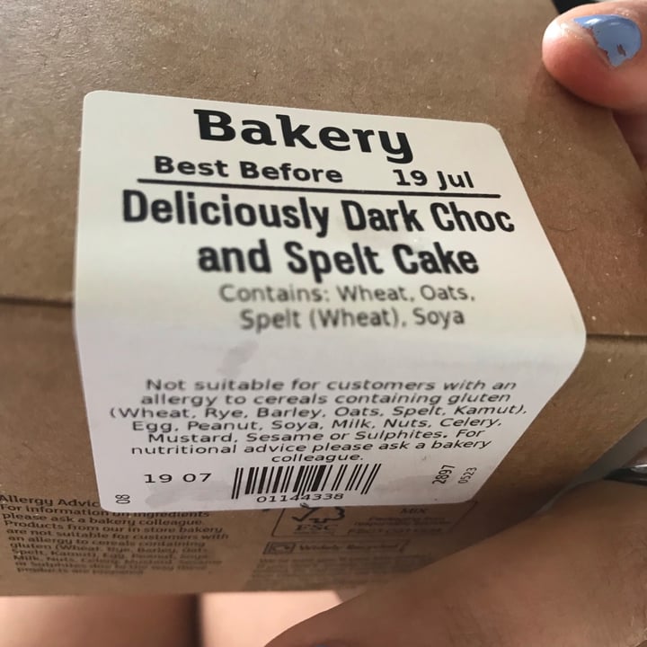 photo of Sainsbury's Deliciously Dark Choc and Spelt Cake shared by @dory on  18 Jul 2021 - review