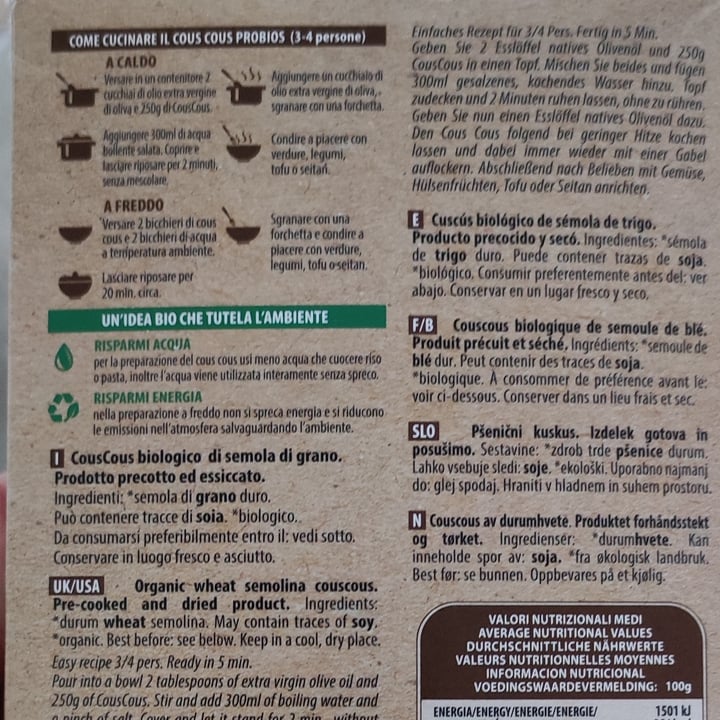 review photo of Probios COUS COUS BIANCO shared by @mocadema on 14 Jun 2022 - review
