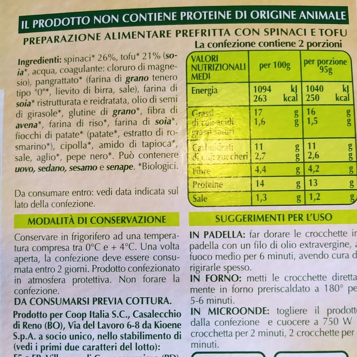 photo of Vivi Verde Coop Crocchette Vegetali A Base Di Spinaci E Tofu shared by @lorenzowenter on  18 Oct 2021 - review