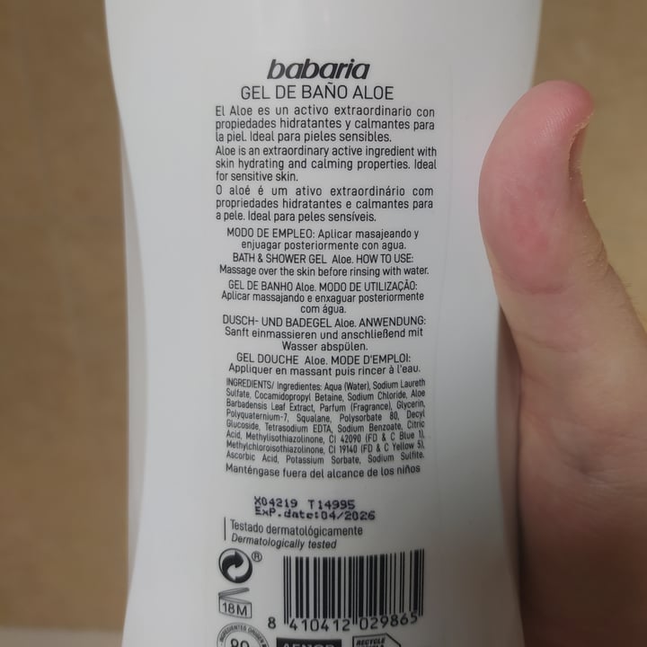 review photo of Babaria Gel de Baño Aloe shared by @oscarotin on 09 Mar 2022 - review