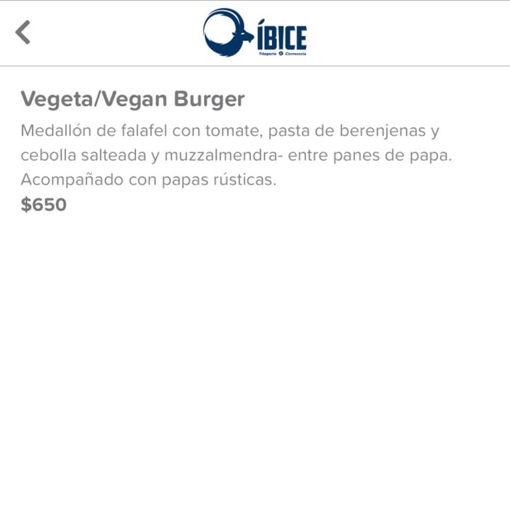 photo of Ibice Olivos Vegeta/Vegan Burger shared by @lucaseggi on  03 Oct 2021 - review