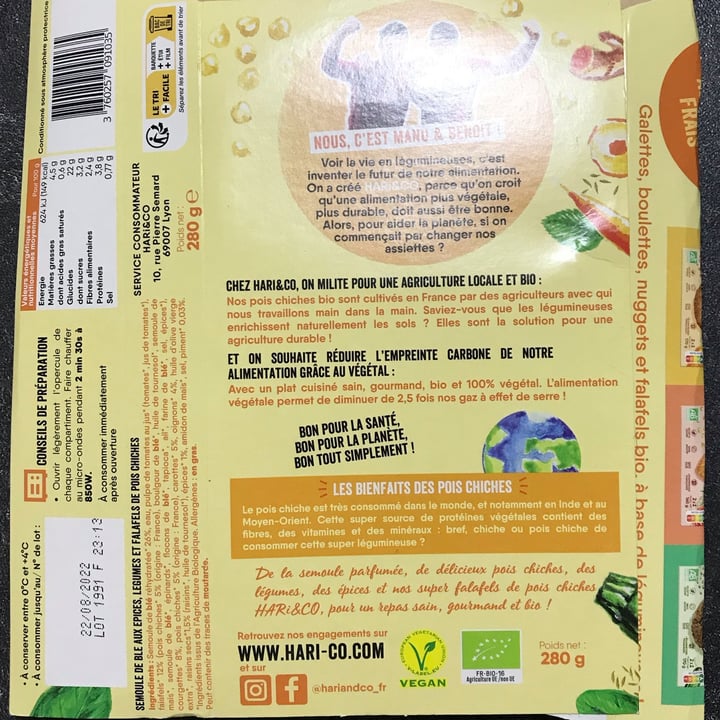 review photo of Hari&Co Couscous au falafels de pois chiches, Legumes au epices shared by @traceyinfr on 23 Jul 2022 - review