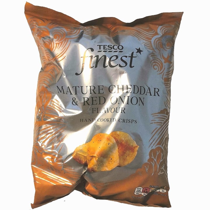 Tesco Finest Mature Cheddar & Red Onion Flavour Hand Cooked Crisps