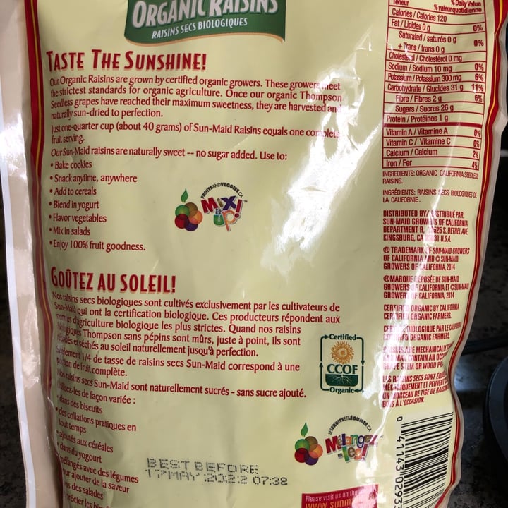 photo of Sun-Maid Organic Raisins shared by @helloitsme on  29 Jun 2021 - review