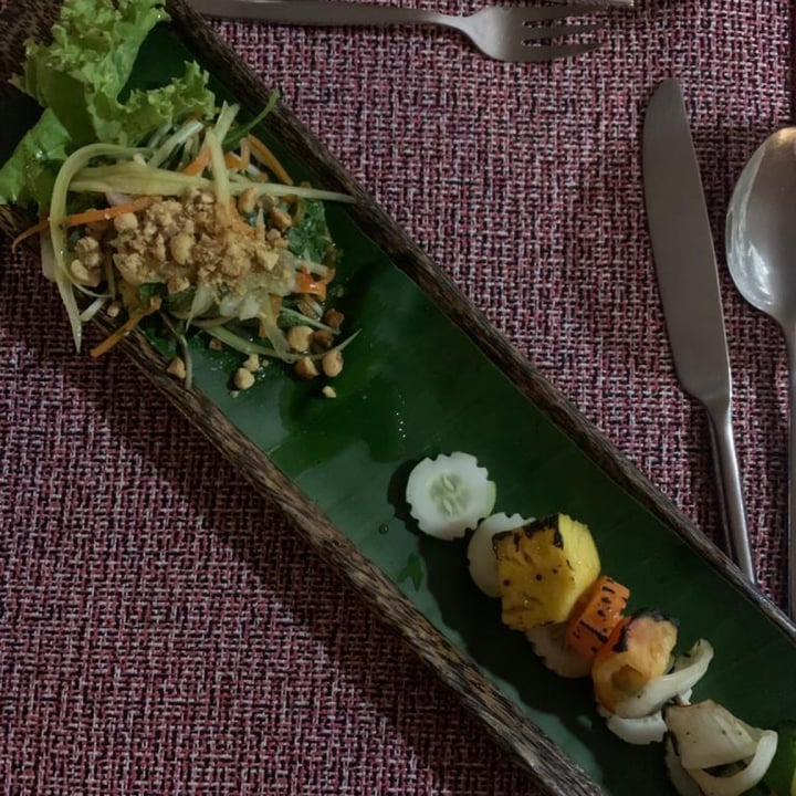 photo of Canvas & Orchids Retreat | Glamping in Cambodia Green Mango Salad And Grilled Vegetable Skewer shared by @janscaz on  11 Jun 2022 - review