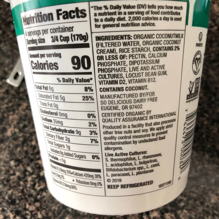 photo of So Delicious Dairy Free Unsweetened Coconut Milk Yogurt Alternative shared by @aqualing on  28 Apr 2021 - review