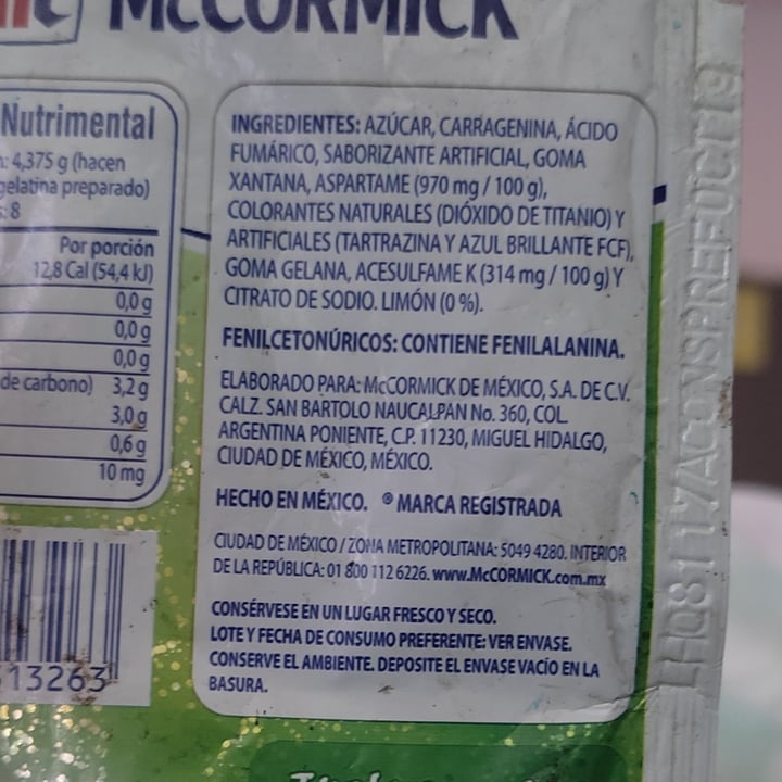 photo of McCormick Gelatina Con Brillos Limon Atrevido shared by @pepitanugg3t on  20 Jun 2022 - review
