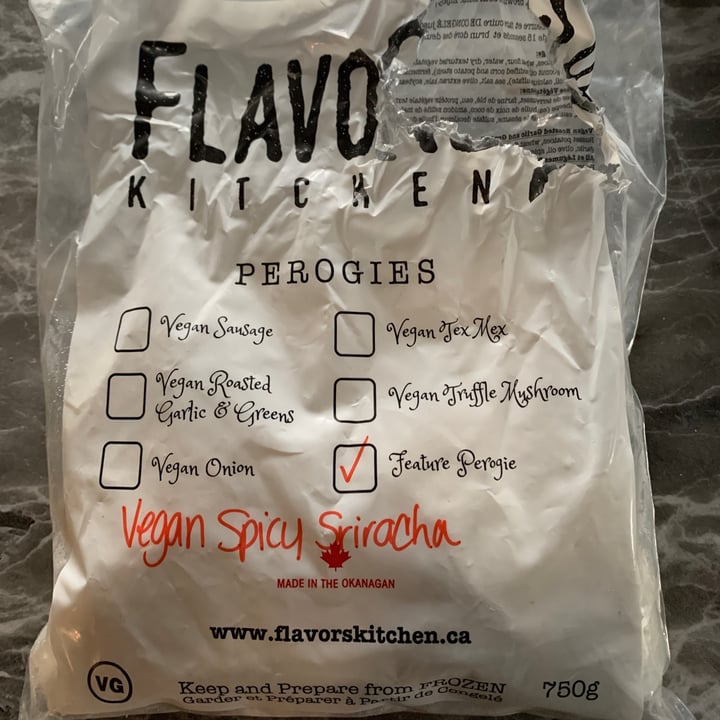 photo of Flavours Kitchen Vegan Spicy Sriracha Perogies shared by @novamercury on  18 Jul 2022 - review