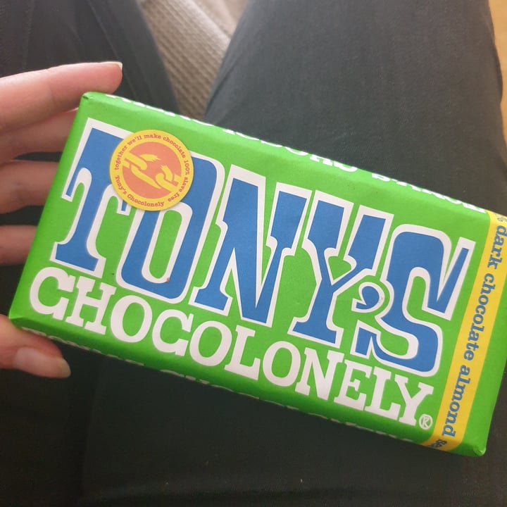 photo of Tony’s Chocolonely Dark Almond Sea Salt 51% shared by @seitanicfeminist on  16 Mar 2021 - review
