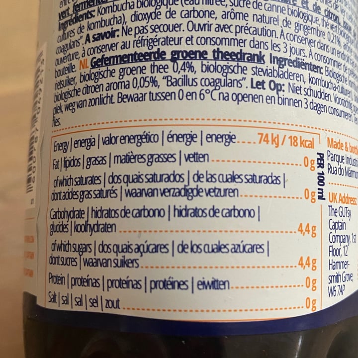review photo of The Gutsy Captain Kombucha zero ginger & lemon shared by @lorenavegana on 16 Jul 2021 - review