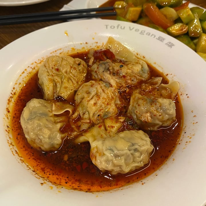 photo of Tofu Vegan Wontons In A Spicy Sauce shared by @veganmiranda on  26 Feb 2022 - review