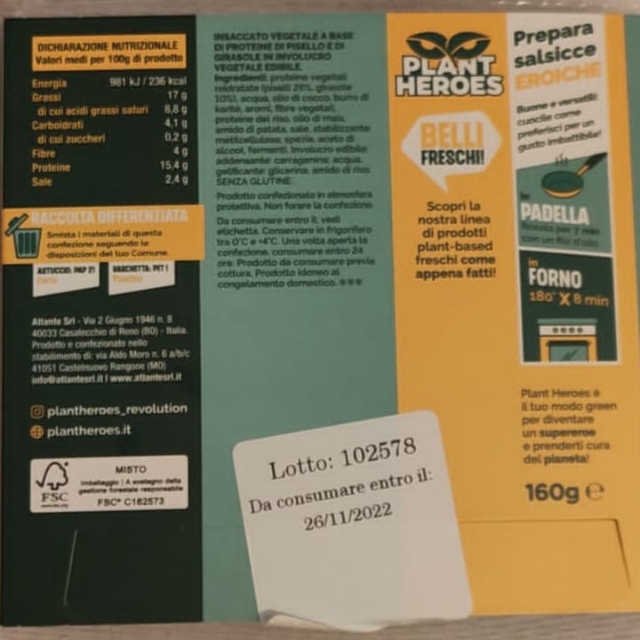 review photo of Plant Heroes Delicious Salsiccia shared by @vivib on 18 Nov 2022 - review
