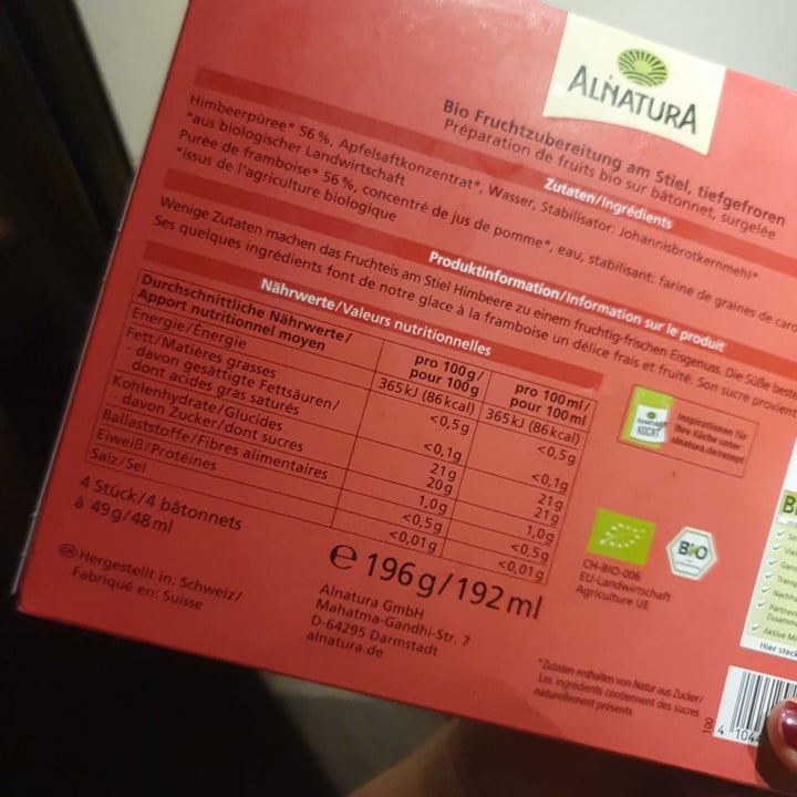 review photo of Alnatura Fruchteis Himbeere shared by @jany666 on 30 Jun 2022 - review