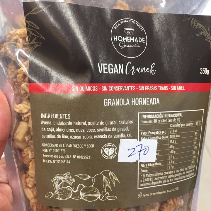 photo of Homemade Granola Vegan Crunch shared by @lolimiqueo on  11 Dec 2020 - review